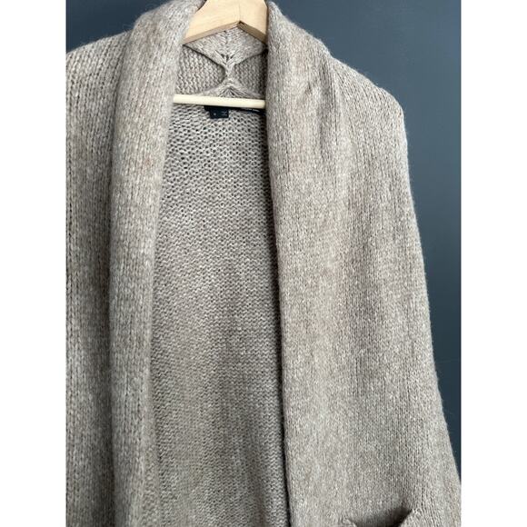 360 Sweater Italian Yarn Alpaca Wool Chunky Knit Oversized Cardigan Oatmeal Sz S - Picture 6 of 8